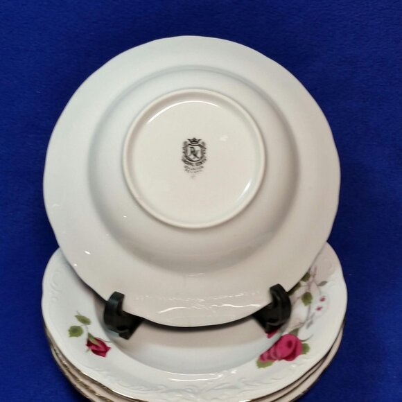 Royal Kent Red Roses Soup Bowls Set of 4 Poland Wedding Dinnerware Pre-Owned - Picture 9 of 10